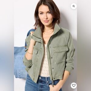 Evereve | Linen blend Camp Jacket | Color/Cilantro | XL